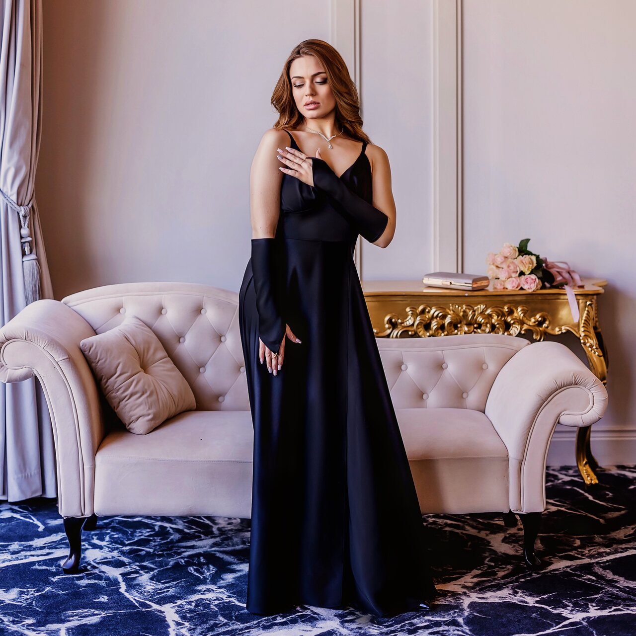 Suknia satynowa bridalstole czarna